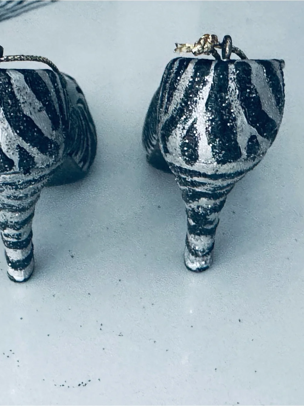 Silver & Black Glitter Zebra Pointed Pumps